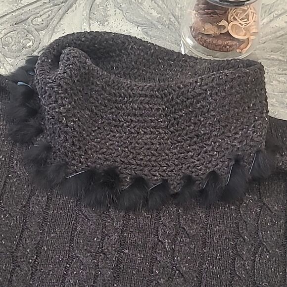 Wool blend poncho cable knit chunky warm sweater 3x - Picture 2 of 5